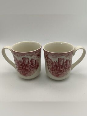 Two Johnson Bros England Mugs Featuring Raglan Castle Pattern